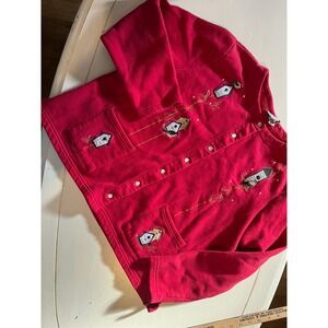 Beckenridge Petite Embroidered Birdhouse Jacket Button Front Folk Art Western PL